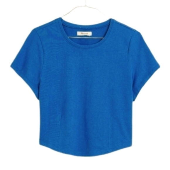 Madewell Heavyweight Jersey Crewneck Tee in Blue Parasol size XS NWT NN143 - Picture 1 of 8